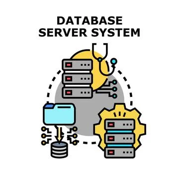 Database server system collecting processing analyzing information Stock Illustration