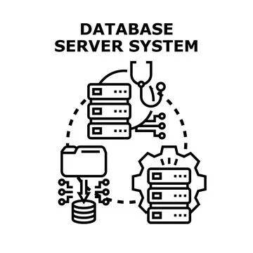 Database server system collecting processing analyzing information Stock Illustration