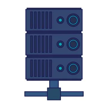 Database server technology isolated blue lines Illustrazione stock