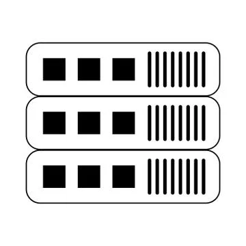 Database server technology symbol isolated in black and white Stock Illustration