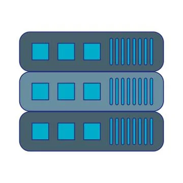 Database server technology symbol isolated blue lines Illustrazione stock