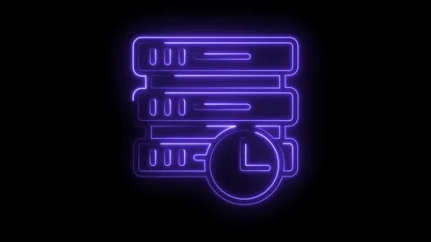 Database server time delay loading neon style futuristic cloud data storage Stock Footage 322961394