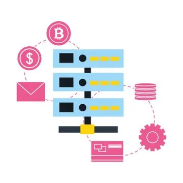 Database server transaction bank bitcoin fintech イラスト素材