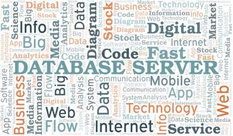 Database Server vector word cloud, made with text only. 스톡 일러스트