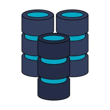 Database servers disks technology symbol Stock Illustration