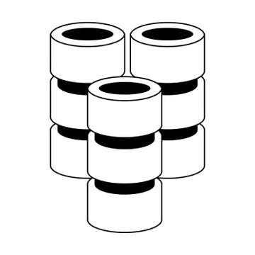 Database servers disks technology symbol in black and white Stock Illustration