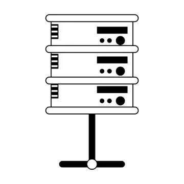 Database servers technology isolated symbol in black and white Stock Illustration