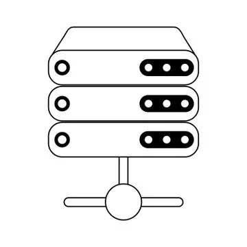 Database servers technology symbol in black and white Stock Illustration