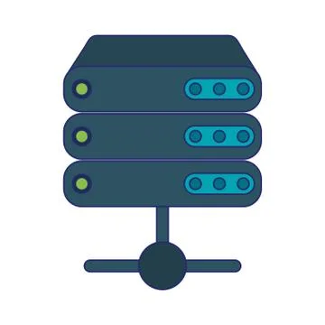 Database servers technology symbol blue lines Stock Illustration
