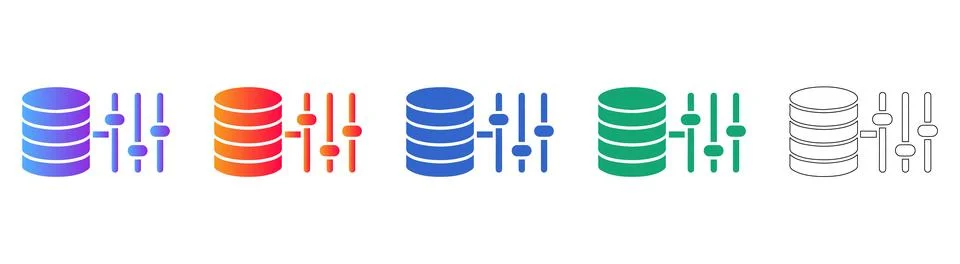 Database Settings and Configuration Icon Set Stock Illustration