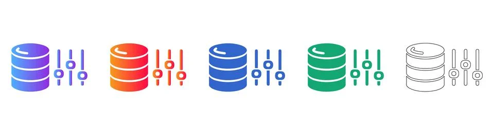 Database Settings and Configuration Icons Stock Illustration