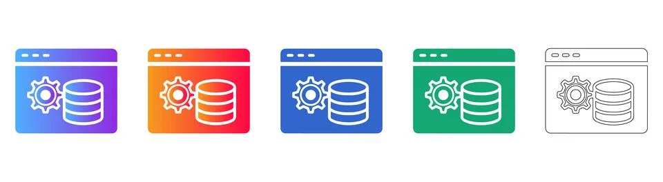 Database Settings and Configuration Icons 库存插图