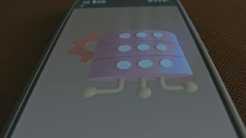 Database Settings themed graphic presentation on smartphone Stock Footage 303426991