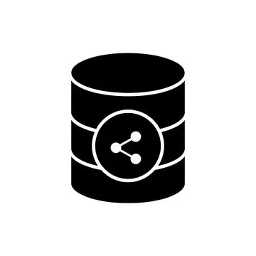 Database Share Data Black Filled Style Icon Stock Illustration