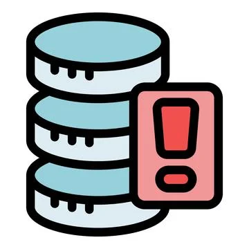 Database showing alert message, server error, data loss or system failure ico Stock Illustration