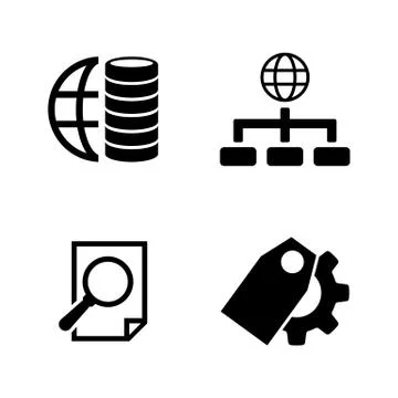 Database. Simple Related Vector Icons Stock Illustration