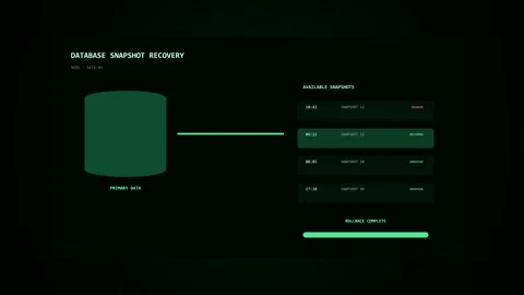 Database snapshot recovery software interface animation Vídeo Stock 346981807