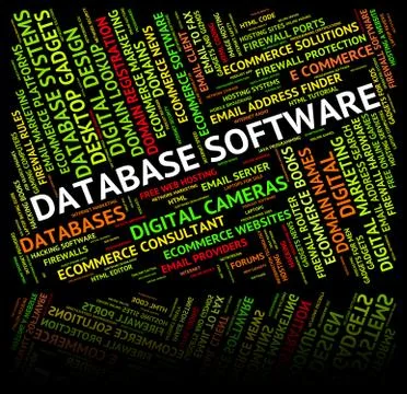 Database Software Means Softwares Freeware And Application Illustrazione stock