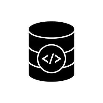 Database Source Code Black Filled Style Icon 스톡 일러스트