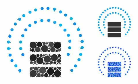 Database sphere shield Mosaic Icon of Spheric Items Stock Illustration