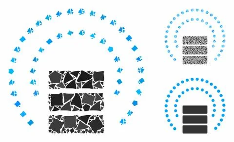Database sphere shield Mosaic Icon of Rough Pieces Stock Illustration