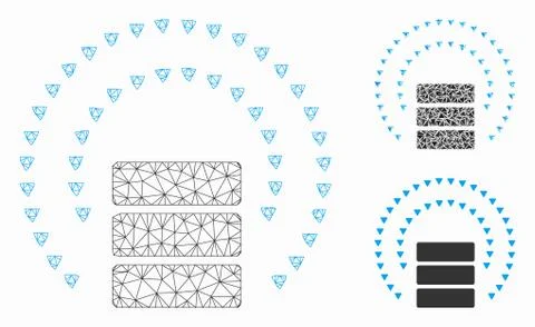 Database Sphere Shield Vector Mesh Wire Frame Model and Triangle Mosaic Icon Stockillustratie