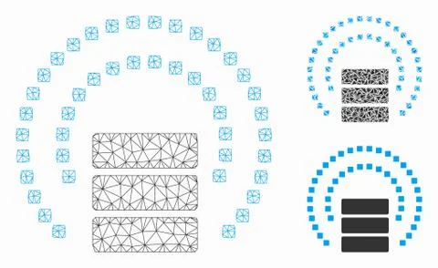 Database Sphere Shield Vector Mesh Wire Frame Model and Triangle Mosaic Icon Stockillustratie