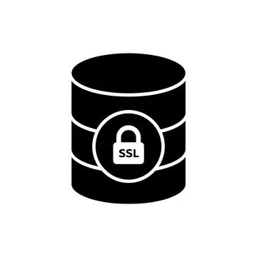 Database SSL Security Connection Black Filled Style Icon Stock Illustration