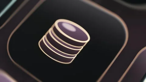 Database Stack Application Icon in Close-Up Stockbeeldmateriaal 341865312