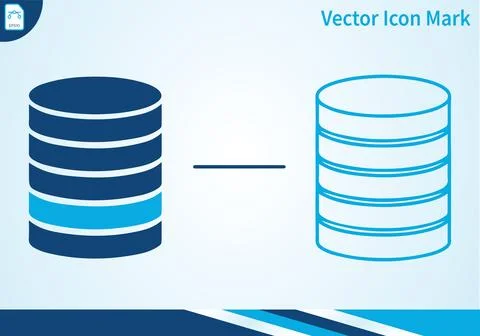 Database stack flat and outline icon. Stock Illustration