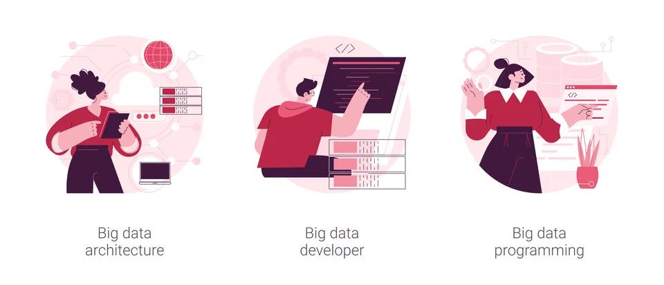 Database storage abstract concept vector illustrations. Stockillustratie