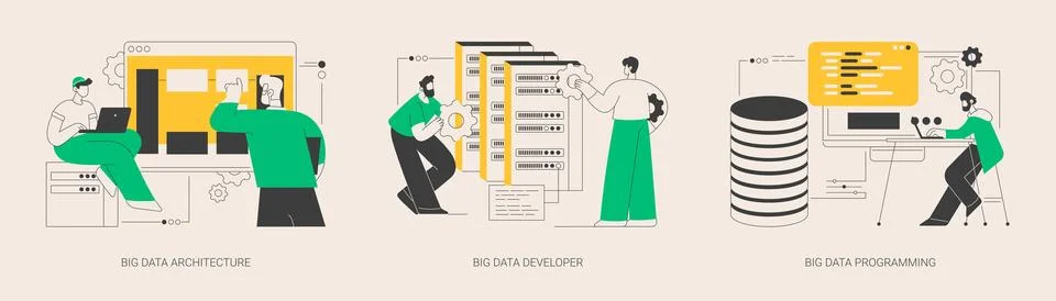 Database storage abstract concept vector illustrations. Stockillustratie