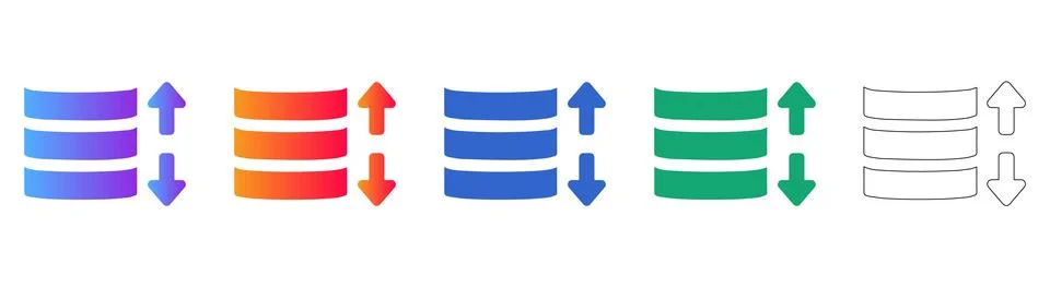 Database Storage and Data Transfer Icon Set Stockillustratie