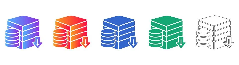 Database Storage and Download Data Icons Stock Illustration