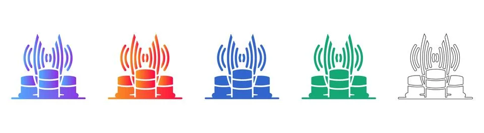 Database Storage and Network Signal Icon Set Stock Illustration