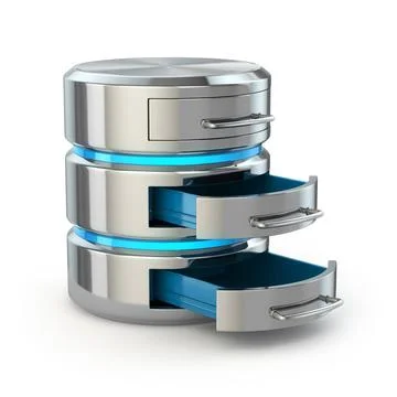 Database storage concept. Hard disk icon isolated on white. Database stora... 写真素材