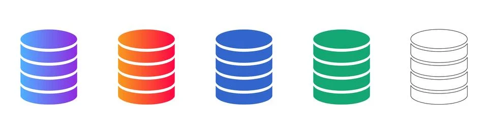 Database Storage Cylinder Icon Set Stock Illustration