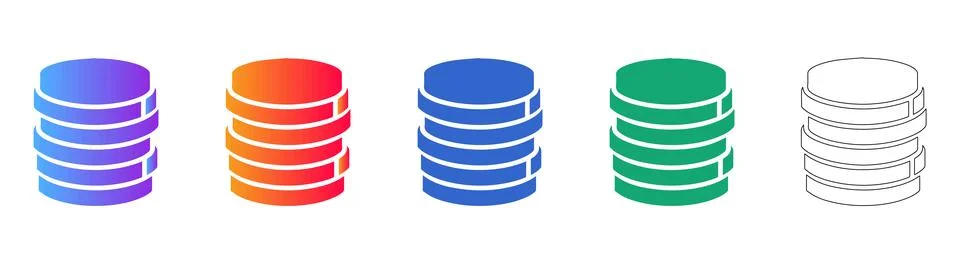Database Storage Cylinder Icon Set Stock Illustration