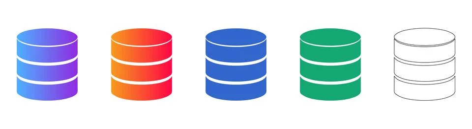 Database Storage Cylinder Icons Stock Illustration