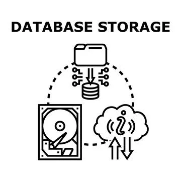 Database storage data computing cloud information system Stock Illustration