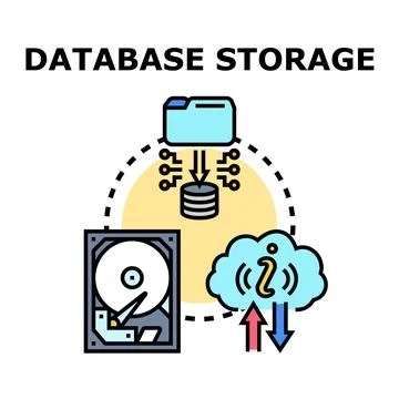 Database storage data computing cloud information system Stockillustratie