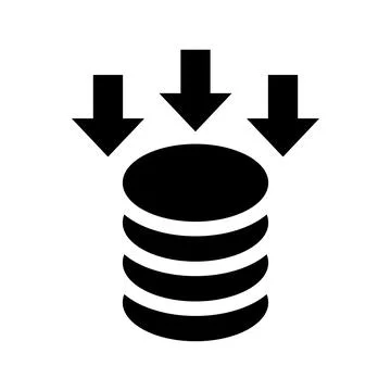 Database, storage, data storage icon. Black vector graphics. Illustrazione stock