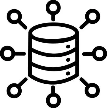 Database storage with distributed network nodes icon Stock Illustration