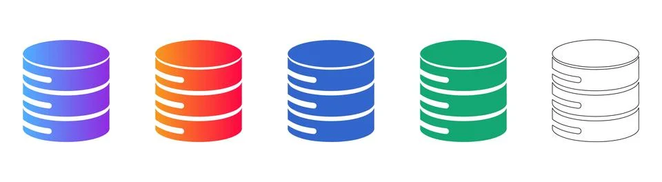 Database Storage Icon Set Stock Illustration