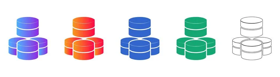 Database Storage Icon Set Stock Illustration