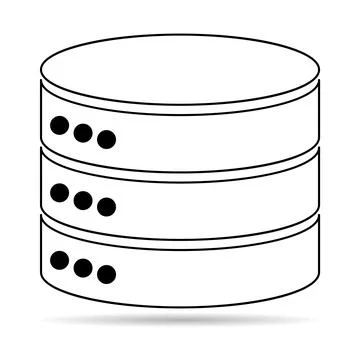 Database storage icon with shadow, internet network server cloud data symbol, Stock Illustration