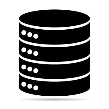 Database storage icon with shadow, internet network server cloud data symbol, Illustrazione stock