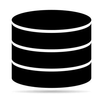 Database storage icon with shadow, internet network server cloud data symbol, Stock Illustration