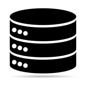 Database storage icon with shadow, internet network server cloud data symbol, Illustrazione stock