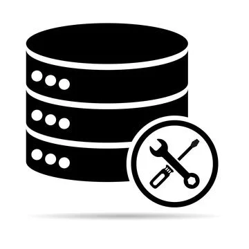 Database storage icon with shadow, internet network server cloud data symbol, Stock Illustration